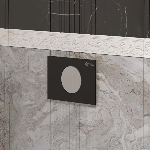 Клавиша смыва для пневматической инсталляции Point Венера, черный/хром, PN44073BC. Фото 3