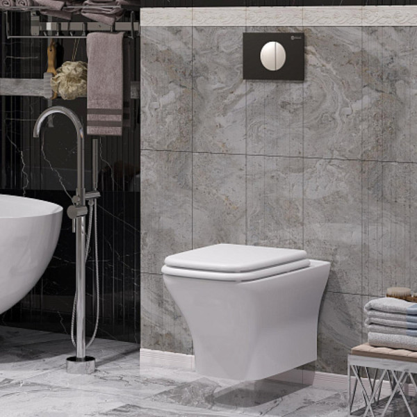 Клавиша смыва для пневматической инсталляции Point Венера, черный/хром, PN44073BC. Фото 4