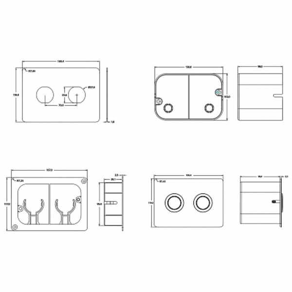 Клавиша смыва для пневматической инсталляции Point Венера, установка в стену, белый/хром, PN44072WC. Фото 2