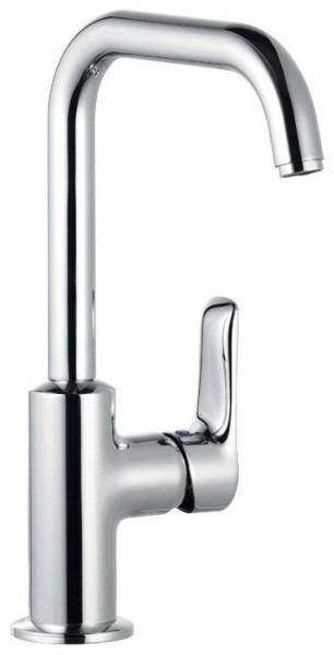 Kludi 34 025 0575 Pure&Solid Смеситель для раковины 205 мм, со сливным гарнитуром, ∩ излив, 5 л/мин. Фото 1