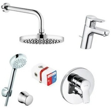 Kludi 37 630 0565 Pure&Easy Набор для комплектации душа 7в1, Ø200/96 мм, 1/1 режим + смес. для раков. Фото 1