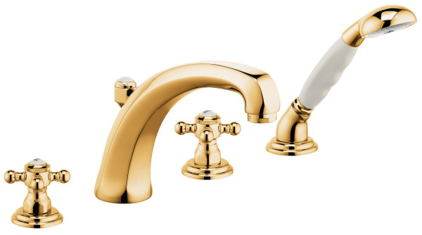 Kludi 51 524 4520 1926 Смеситель на борт ванны, на 4 отв., кер. 180°, Комплект, золото. Фото 1