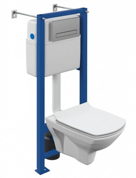 Комплект Cersanit CARINA XL CO DPL EO slim инсталляция VECTOR кнопка BLICK пластик хром матовый. Фото 2