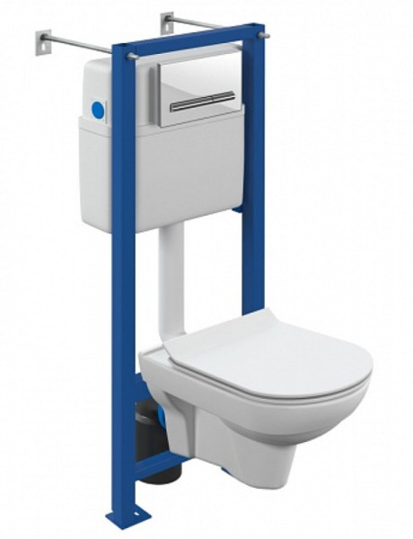 Комплект Cersanit CITY CO DPL EO slim инсталляция VECTOR кнопка PILOT стекло белый. Фото 1