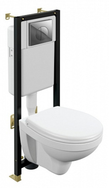 Комплект Cersanit DELFI TPL инсталляция BLACK кнопка LEON пластик хром глянцевый. Фото 1