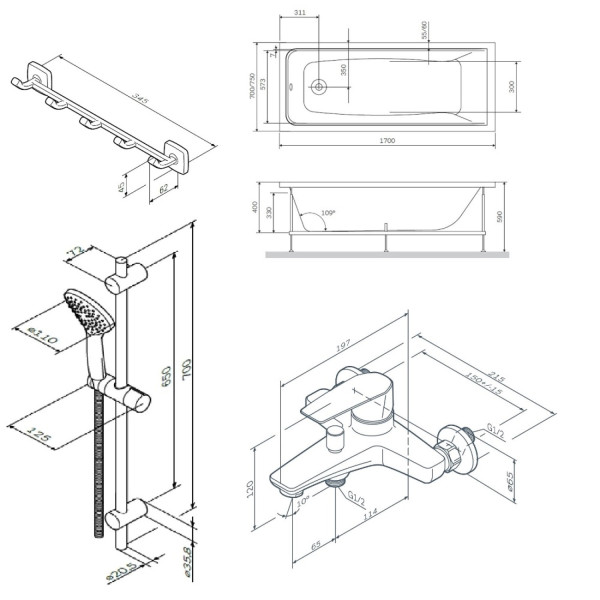 Комплект для ванной комнаты, зона помывочной. Фото 5