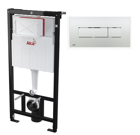 Комплект инсталляция Alcadrain 3v1 с хром кнопкой (SET 3v1 AM101/1120 RU+M371-0001). Фото 1