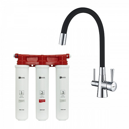 Комплект Lemark: Смеситель LM3075C для кухни с гибким изливом + Фильтр BASIC для очистки воды от хло. Фото 1