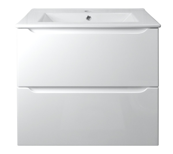 Комплект Loranto тумба Арфа NEW 60/2 подвесная без подсветки с раковиной LEONE AZ-7506-60 белый (CS00078719). Фото 1