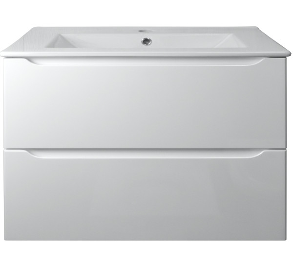 Комплект Loranto тумба Арфа NEW 80/2 подвесная без подсветки с раковиной LEONE AZ-7506-80 белый (CS00079033). Фото 1