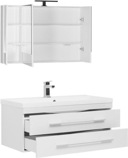 Комплект мебели для ванной Aquanet Нота NEW 100 белый (камерино). Фото 1