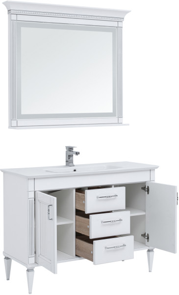 Комплект мебели для ванной Aquanet Селена 120 белый/серебро. Фото 1