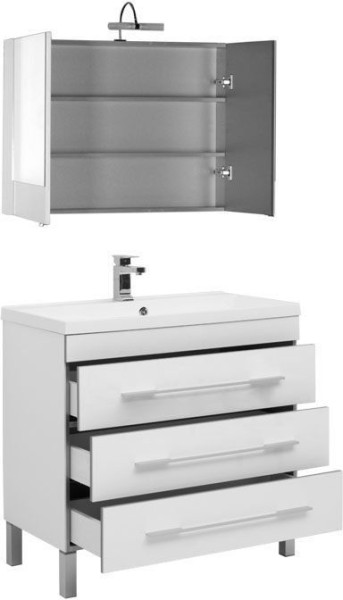 Комплект мебели для ванной Aquanet Верона NEW 90 белый (напольный 3 ящика). Фото 1
