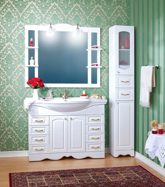 Комплект мебели для ванной Бриклаер АННА 120, белый. Фото 1