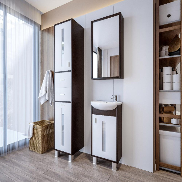 Комплект мебели для ванной Бриклаер БАЛИ 40V, венге/белый. Фото 5