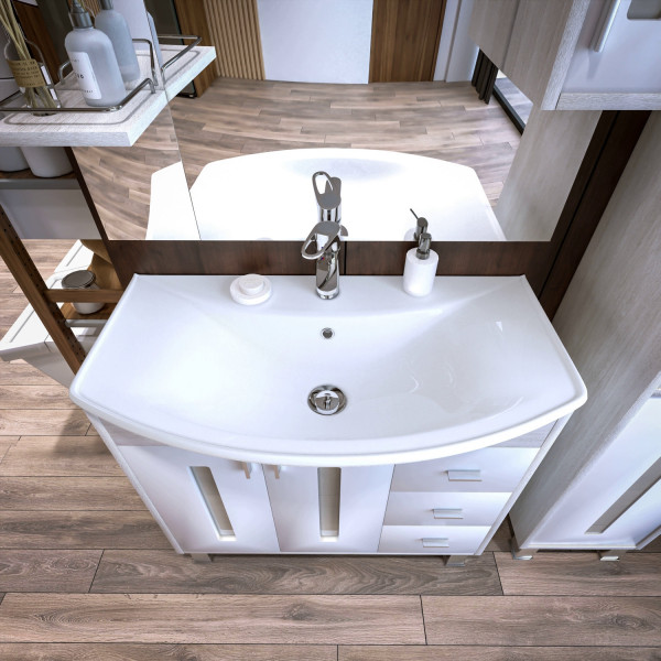 Комплект мебели для ванной Бриклаер БАЛИ 85L, светлая лиственница/белый. Фото 5