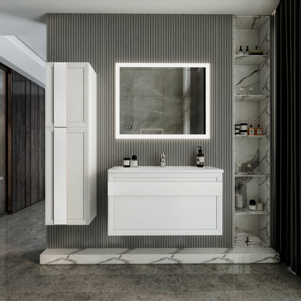 Комплект мебели для ванной Бриклаер БЕРЛИН 100BB, белый. Фото 1