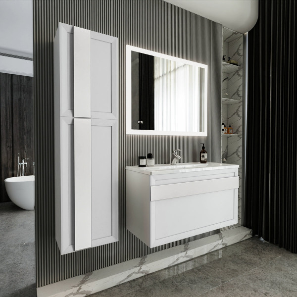 Комплект мебели для ванной Бриклаер БЕРЛИН 100BB, белый. Фото 5