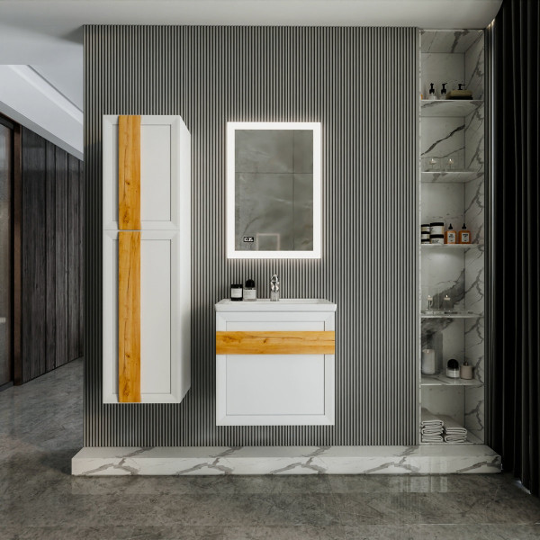 Комплект мебели для ванной Бриклаер БЕРЛИН 60BD, белый. Фото 1