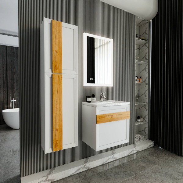 Комплект мебели для ванной Бриклаер БЕРЛИН 60BD, белый. Фото 5