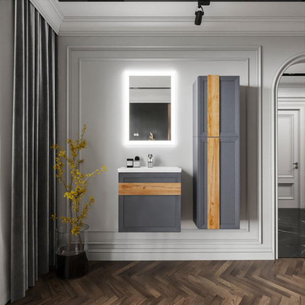 Комплект мебели для ванной Бриклаер БЕРЛИН 60SD, оникс серый. Фото 1