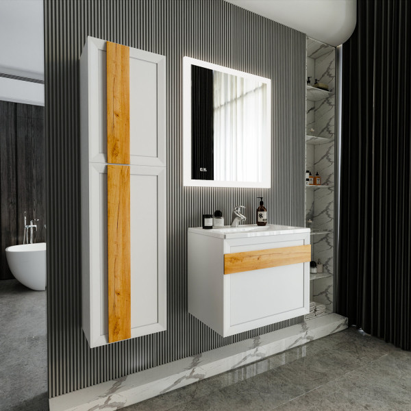 Комплект мебели для ванной Бриклаер БЕРЛИН 70BD, белый. Фото 5