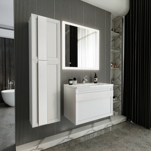 Комплект мебели для ванной Бриклаер БЕРЛИН 80BB, белый. Фото 5