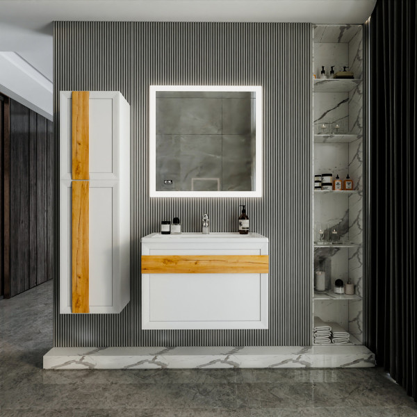 Комплект мебели для ванной Бриклаер БЕРЛИН 80BD, белый. Фото 1