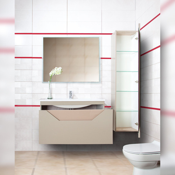 Комплект мебели для ванной Бриклаер БРАЙТОН 100B, бежевый. Фото 5