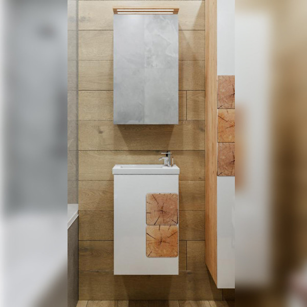 Комплект мебели для ванной Бриклаер Форест 40B, дуб золотой/белый. Фото 1