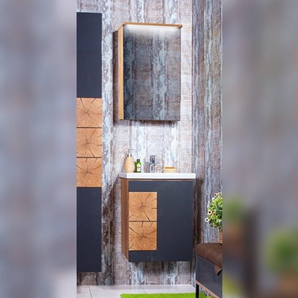 Комплект мебели для ванной Бриклаер Форест 50, дуб золотой/антрацит. Фото 1