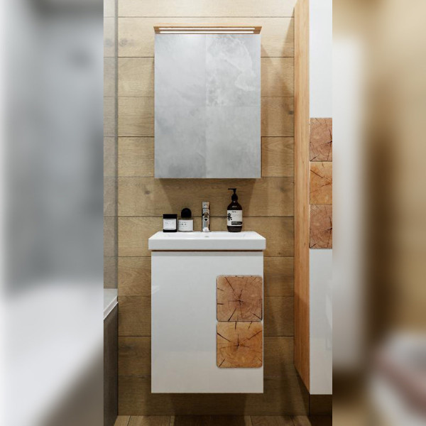 Комплект мебели для ванной Бриклаер Форест 50B, дуб золотой/белый. Фото 1