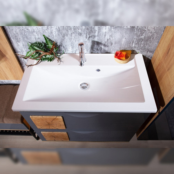 Комплект мебели для ванной Бриклаер Форест 80, дуб золотой/антрацит. Фото 4