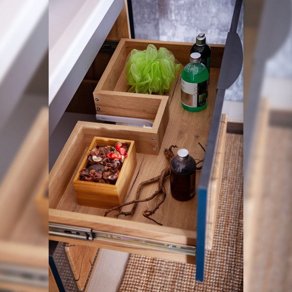 Комплект мебели для ванной Бриклаер Форест 80, дуб золотой/антрацит. Фото 5