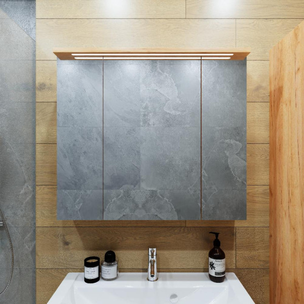 Комплект мебели для ванной Бриклаер Форест 80B, дуб золотой/белый. Фото 5