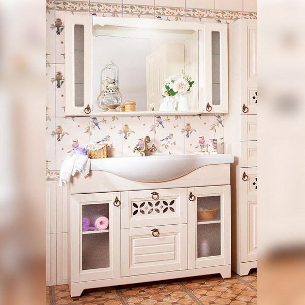 Комплект мебели для ванной Бриклаер КАНТРИ 120K, бежевый. Фото 1