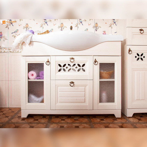 Комплект мебели для ванной Бриклаер КАНТРИ 120K, бежевый. Фото 5