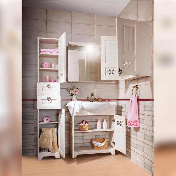 Комплект мебели для ванной Бриклаер КАНТРИ 80K, бежевый. Фото 5