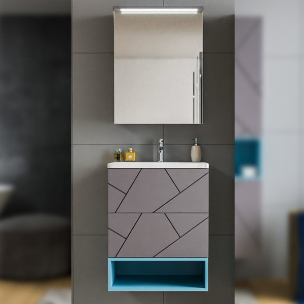 Комплект мебели для ванной Бриклаер КРИСТАЛЛ 60Z, графит/муссон. Фото 1