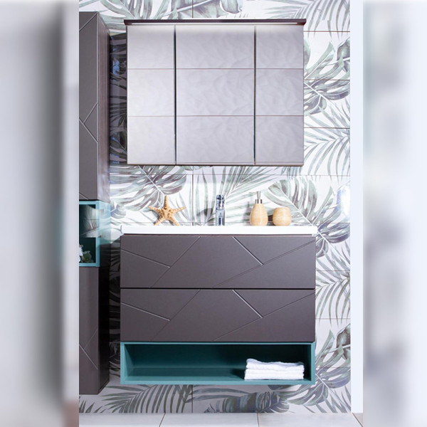 Комплект мебели для ванной Бриклаер КРИСТАЛЛ 80Z, графит/муссон. Фото 1