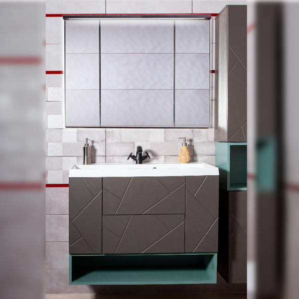 Комплект мебели для ванной Бриклаер КРИСТАЛЛ 90Z, графит/муссон. Фото 1