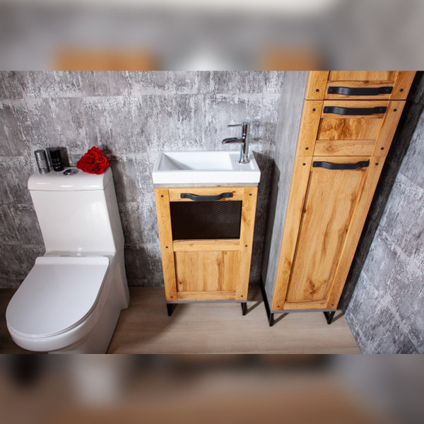 Комплект мебели для ванной Бриклаер ЛОФТ 45, метрополитен грей. Фото 4