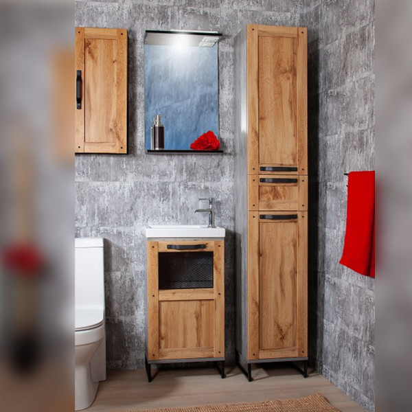 Комплект мебели для ванной Бриклаер ЛОФТ 45L, метрополитен грей. Фото 1