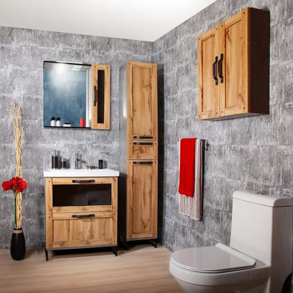 Комплект мебели для ванной Бриклаер ЛОФТ 60, метрополитен грей. Фото 5