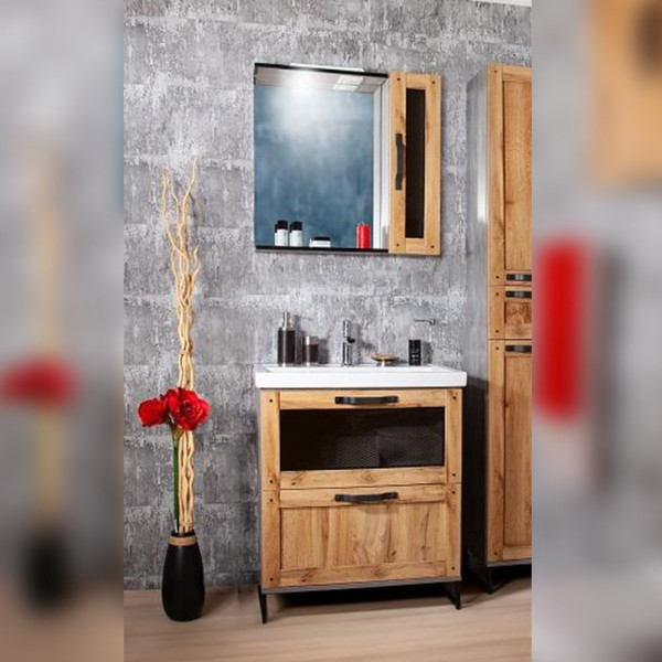 Комплект мебели для ванной Бриклаер ЛОФТ 70, метрополитен грей. Фото 1