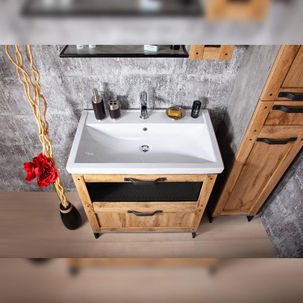 Комплект мебели для ванной Бриклаер ЛОФТ 80L, метрополитен грей. Фото 5