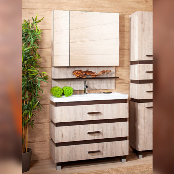 Комплект мебели для ванной Бриклаер ТЕХАС 100, кантри/венге. Фото 1