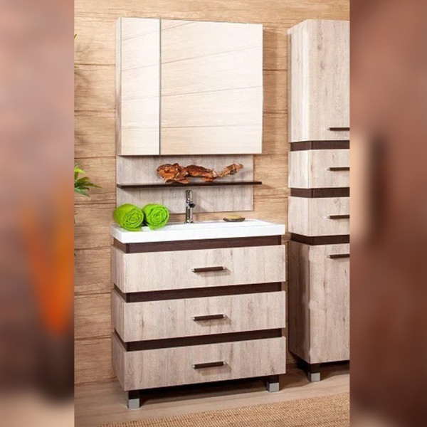 Комплект мебели для ванной Бриклаер ТЕХАС 80, кантри/венге. Фото 1