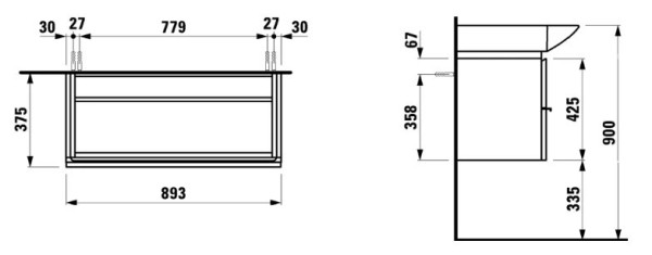 Комплект Palace 4.0125.1.075.463.1 Тумба под раковину с 1-м ящиком + Palace 8.1270.2.000.104.1 раковина 90см с пол-це держателем. Фото 2