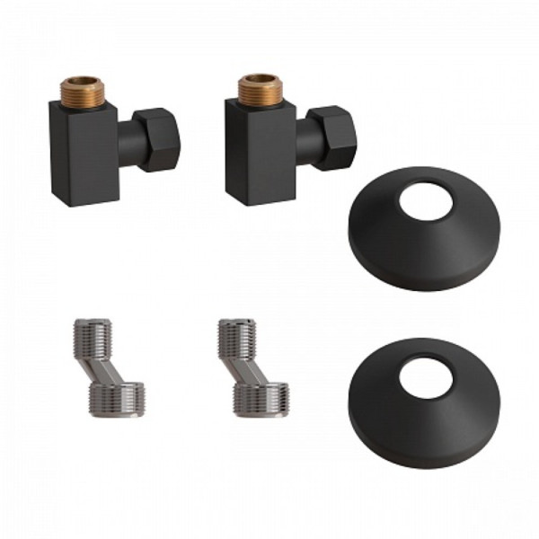 Комплект подключения для полотенцесушителя Point PN00012B 3/4"х1/2" г/ш (квадрат), черный. Фото 1